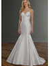 Strapless Sweetheart Ivory Satin Buttons Back Wedding Dress